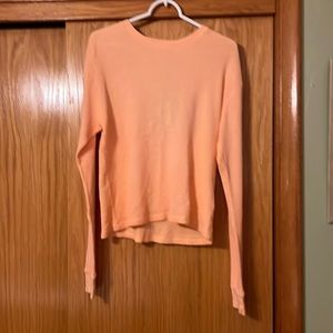 BNWT RE/DONE THERMAL KNIT LONG-SLEEVE COTTON TEE IN FADED SORBET SIZE SMALL